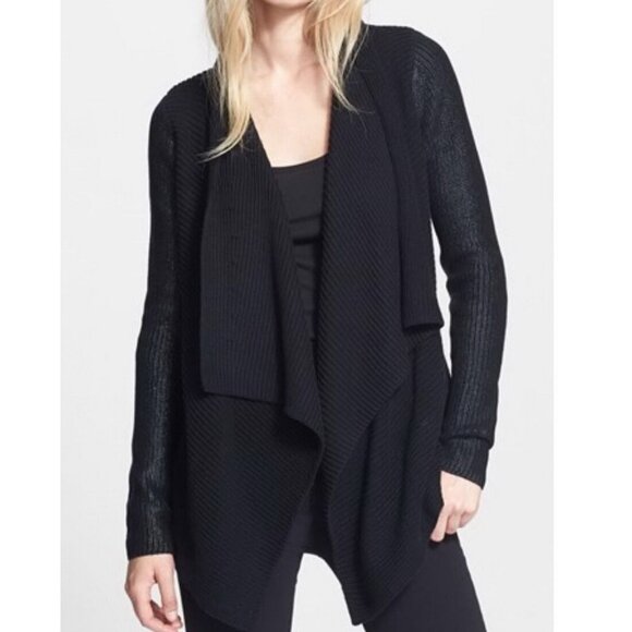 NWT Vince Draped Cotton Cardigan, Black– Luxe Layering, Office to Weekend Style - Picture 1 of 12